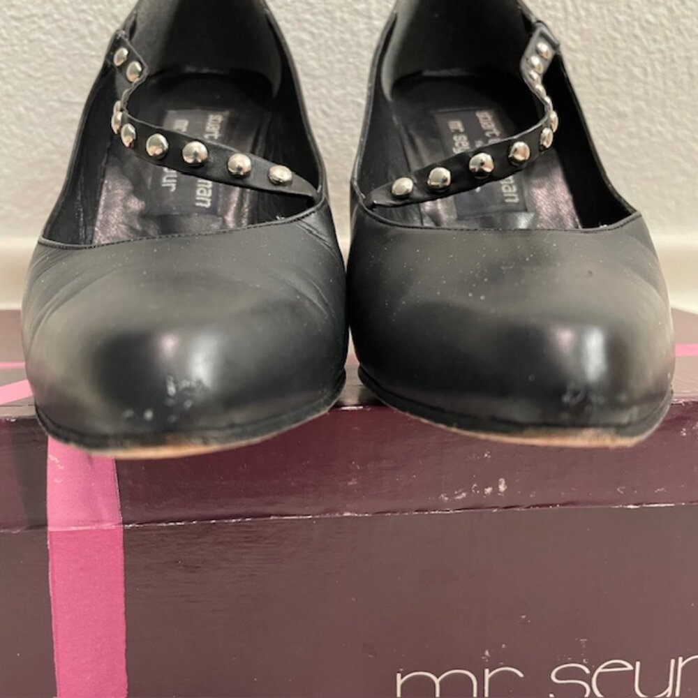 Stuart Weitzman Black With Shiny Silver Metallic … - image 5